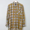 Men's Vintage Flannel Shirt Yellow & Grey S/M