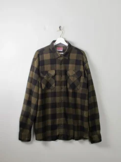 Men's Vintage Flannel Shirt Green & Black Check Wrangler XL