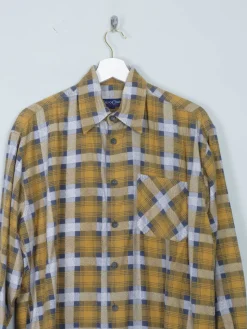 Men's Vintage Flannel Shirt Yellow & Grey S/M