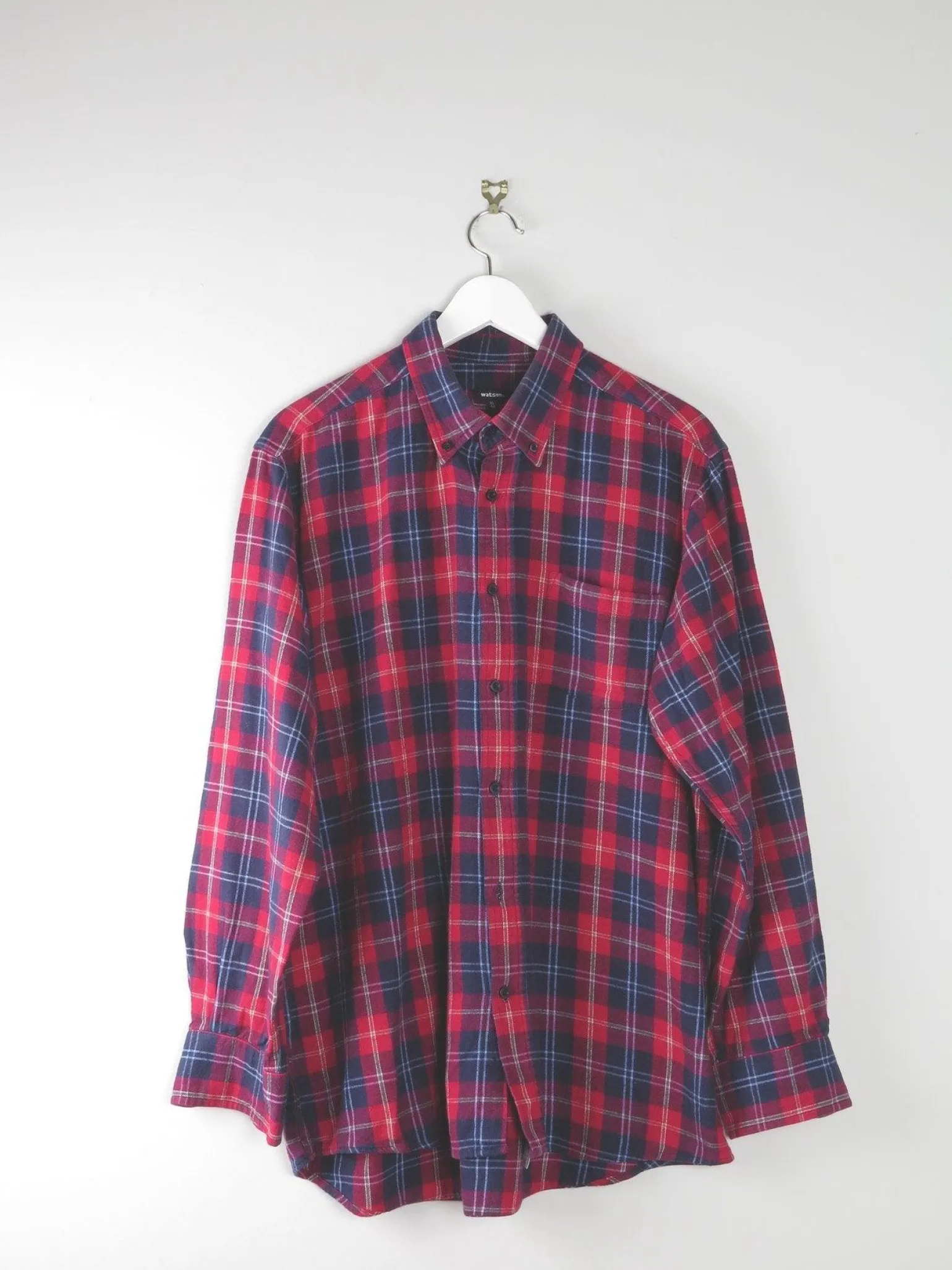 Men's Vintage Flannel Shirt Red & Navy L/XL