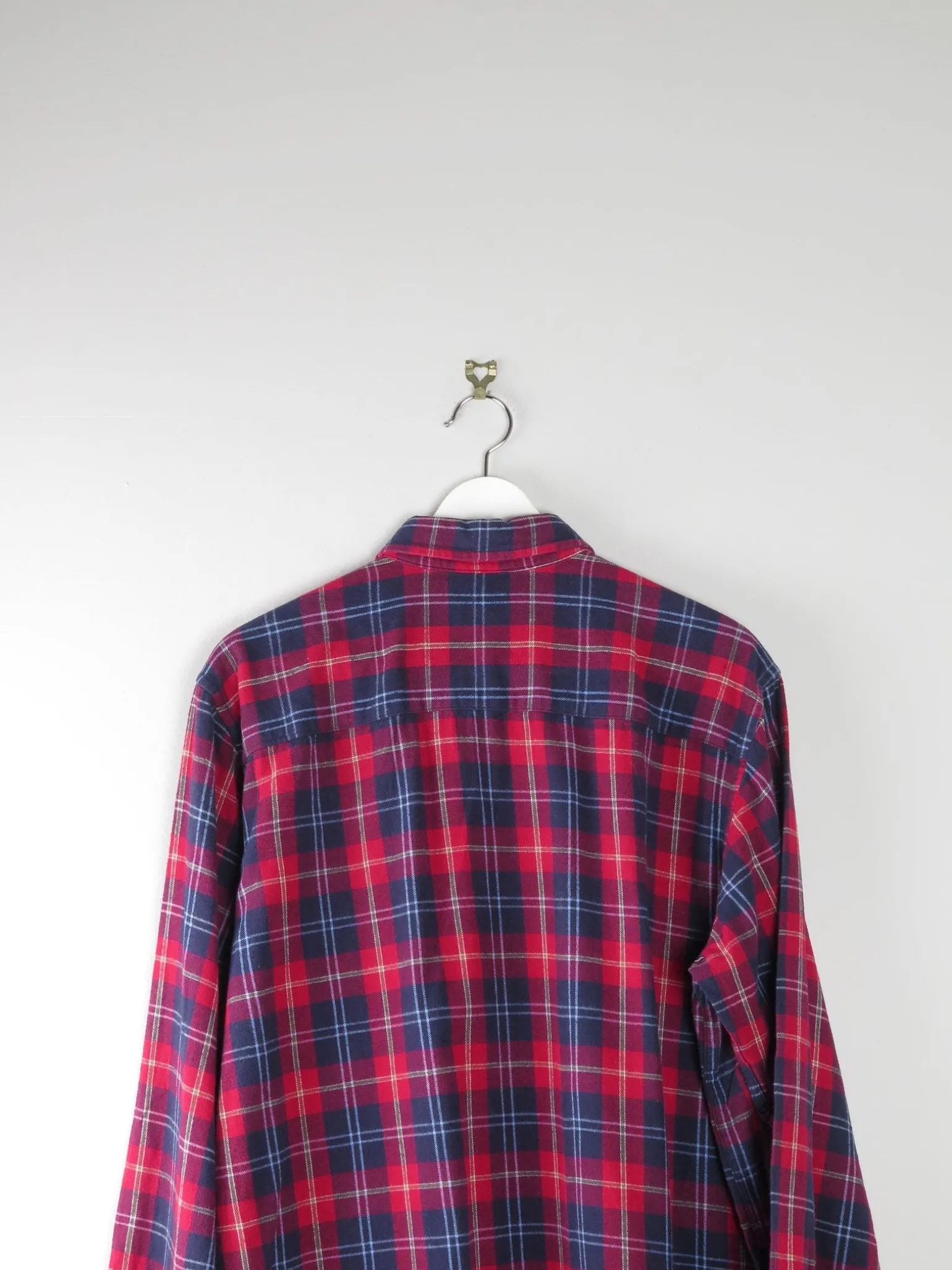 Men's Vintage Flannel Shirt Red & Navy L/XL