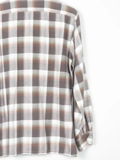 Men's Vintage Flannel Shirt Cream &  Brown S