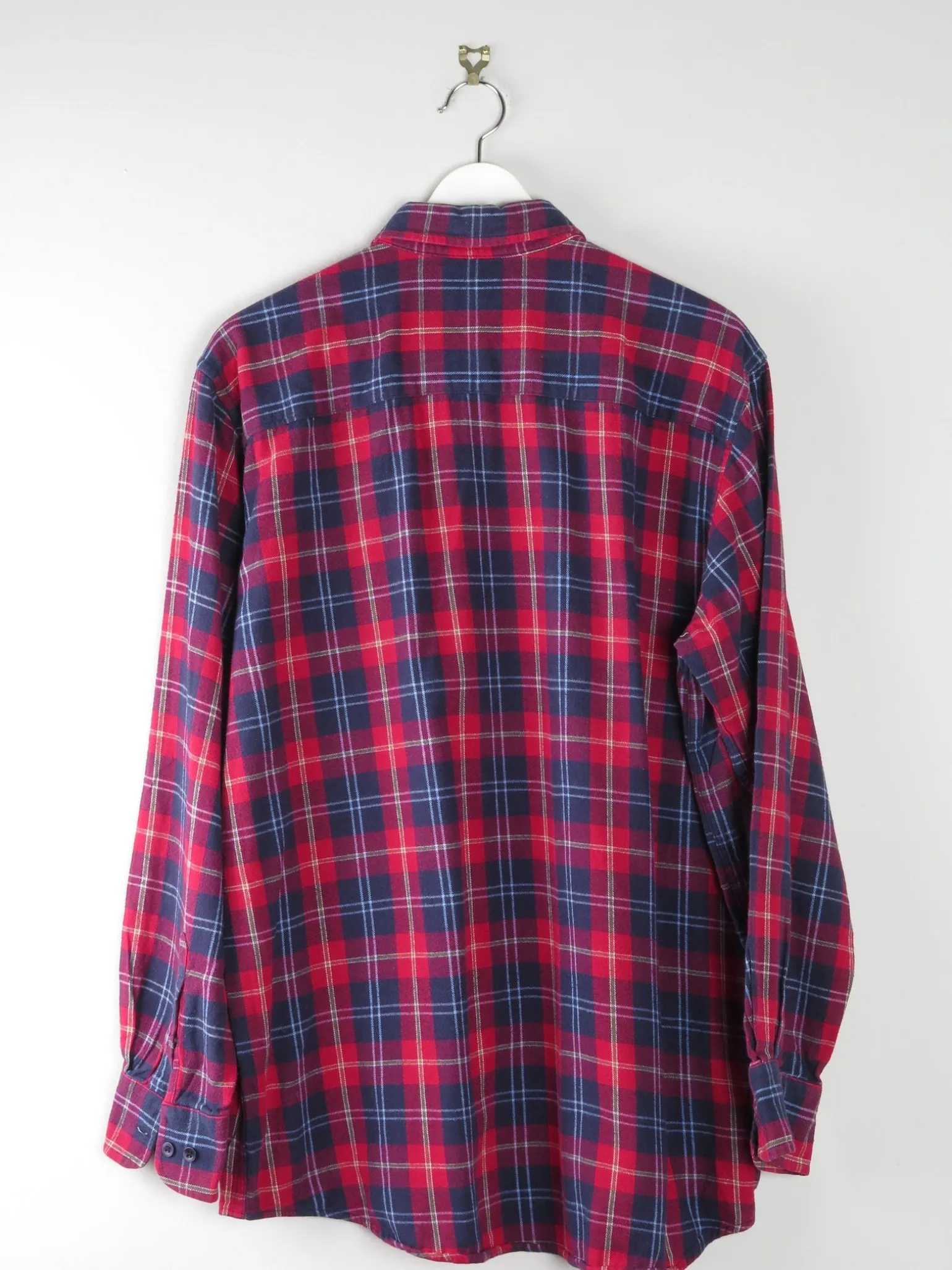 Men's Vintage Flannel Shirt Red & Navy L/XL