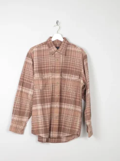 Men's Vintage Flannel Shirt Brown & Beige M