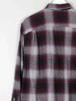 Men's Vintage Flannel Shirt Wine Check M