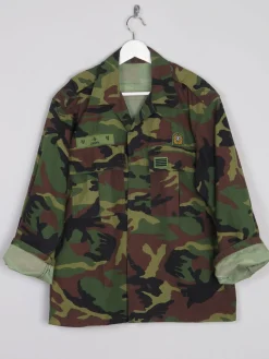 Men's Vintage Green Camouflage Army Shirt M