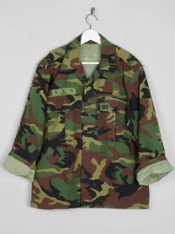 Men's Vintage Green Camouflage Army Shirt M