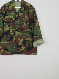 Men's Vintage Green Camouflage Army Shirt M