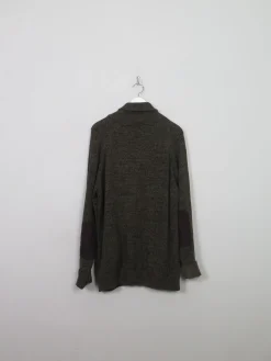 Men's Vintage Green Cardigan With Collar XL