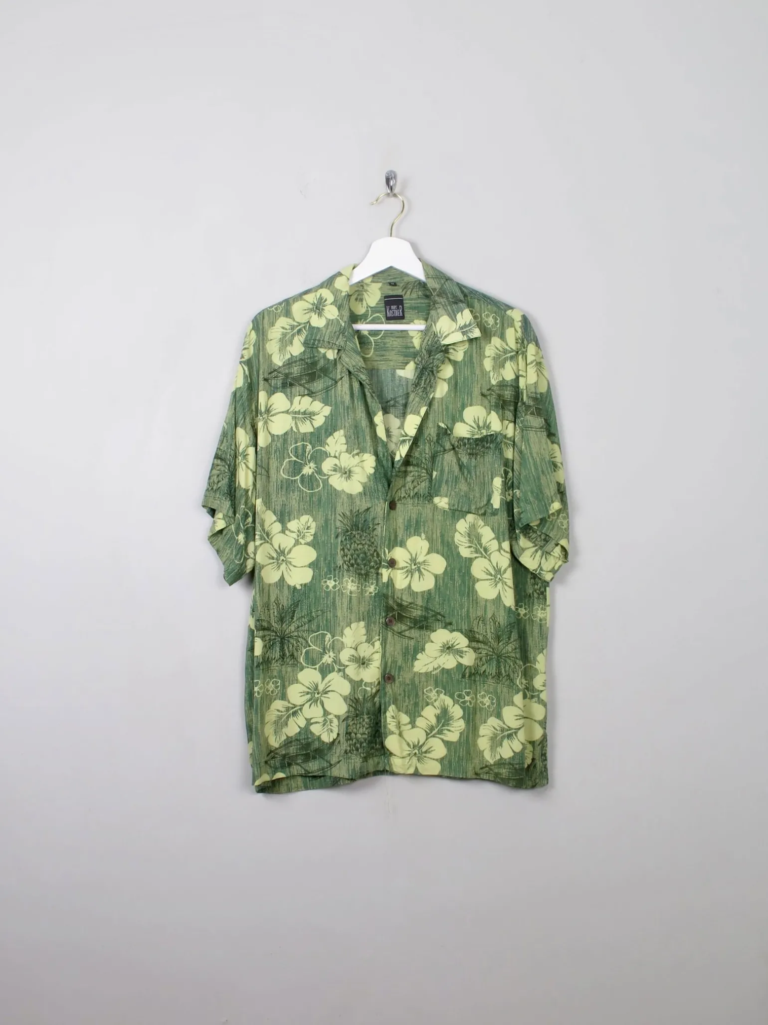 Men's Vintage Green Hawaiian Shirt M