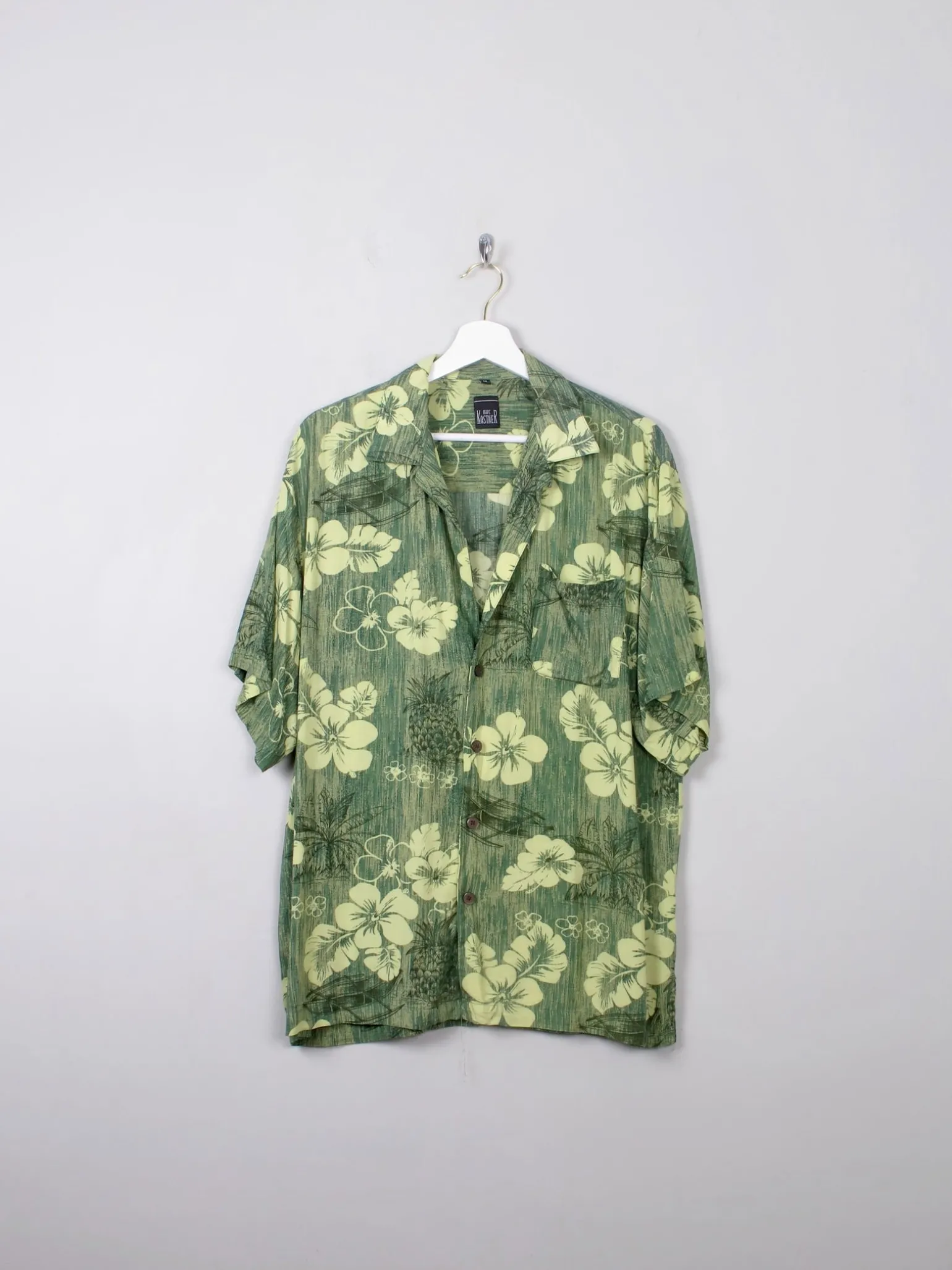 Men's Vintage Green Hawaiian Shirt M