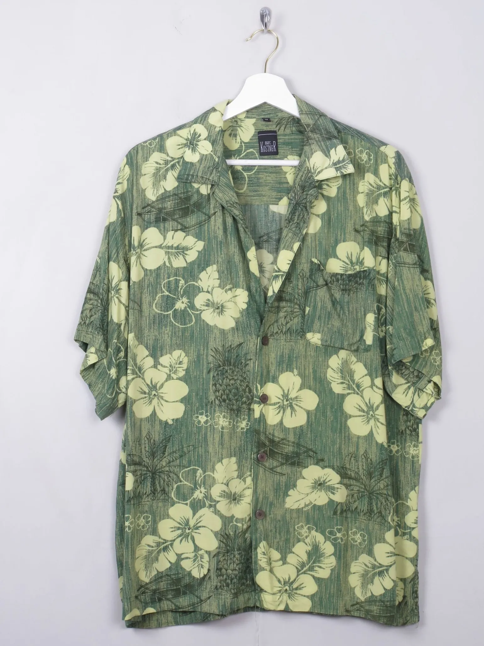 Men's Vintage Green Hawaiian Shirt M