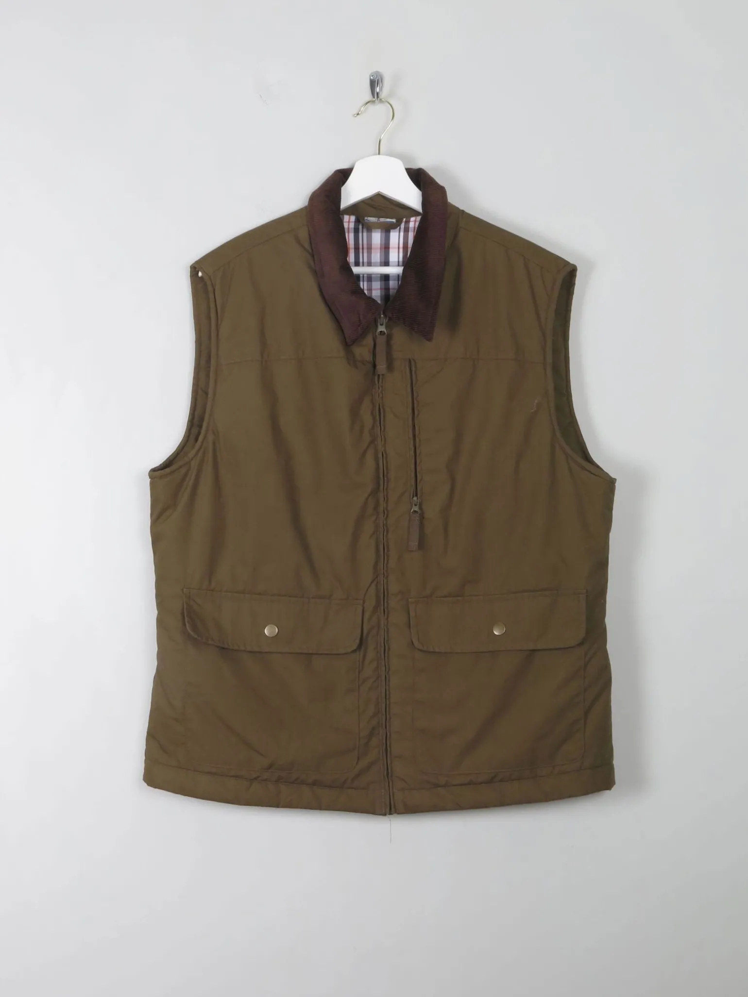 Men's Vintage Green Lined Gilet M