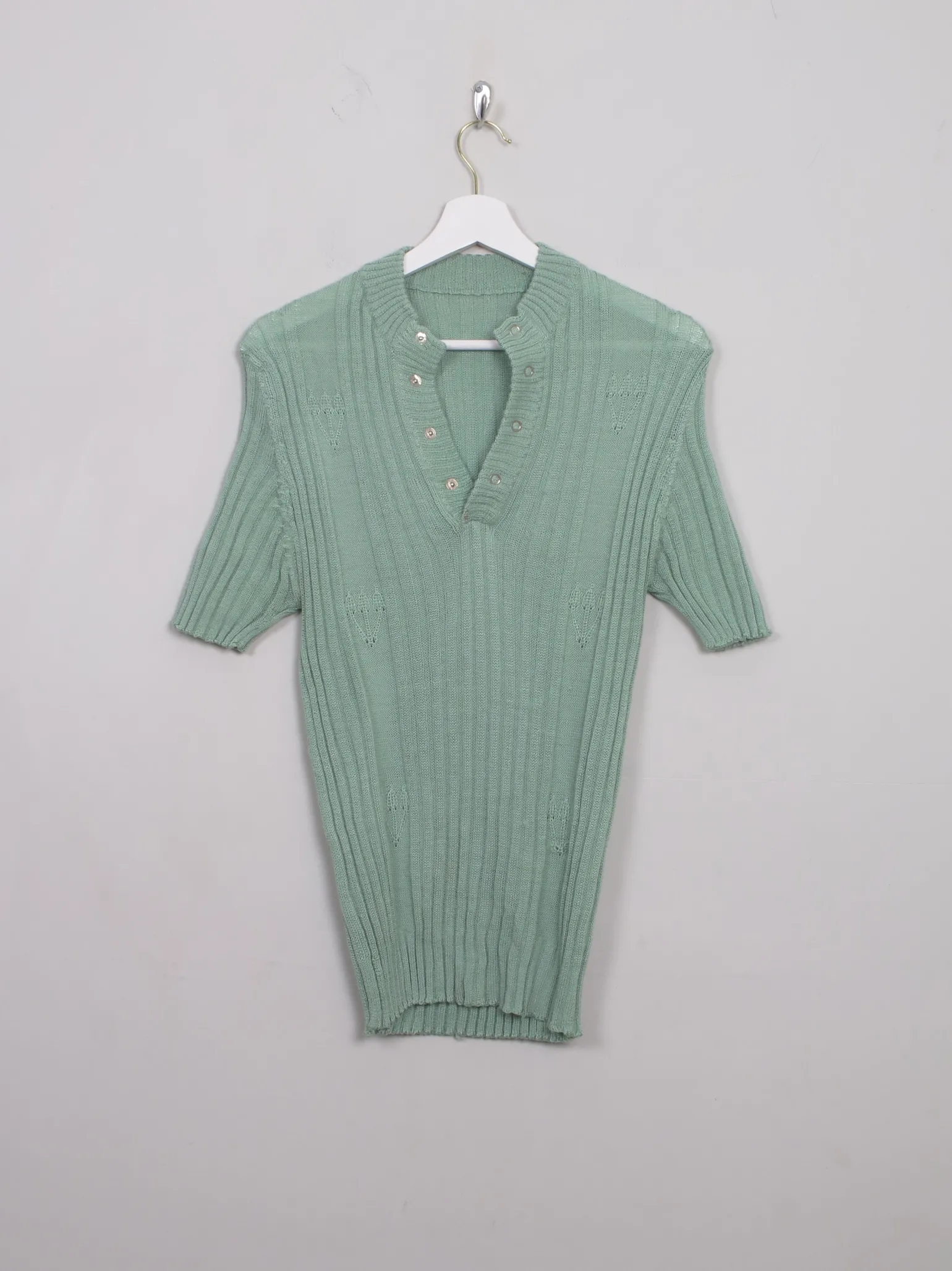Men's Vintage Green Ribbed Top S/M