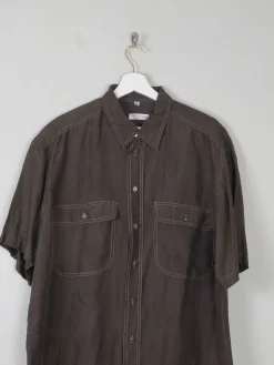 Men's Vintage Green/Black Silk Shirt L