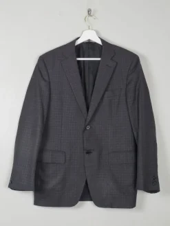 Men's Vintage Grey & Black Check Jacket By Canali 38 R