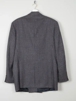 Men's Vintage Grey & Navy Houndstooth Jaeger Double Breasted Jacket 44