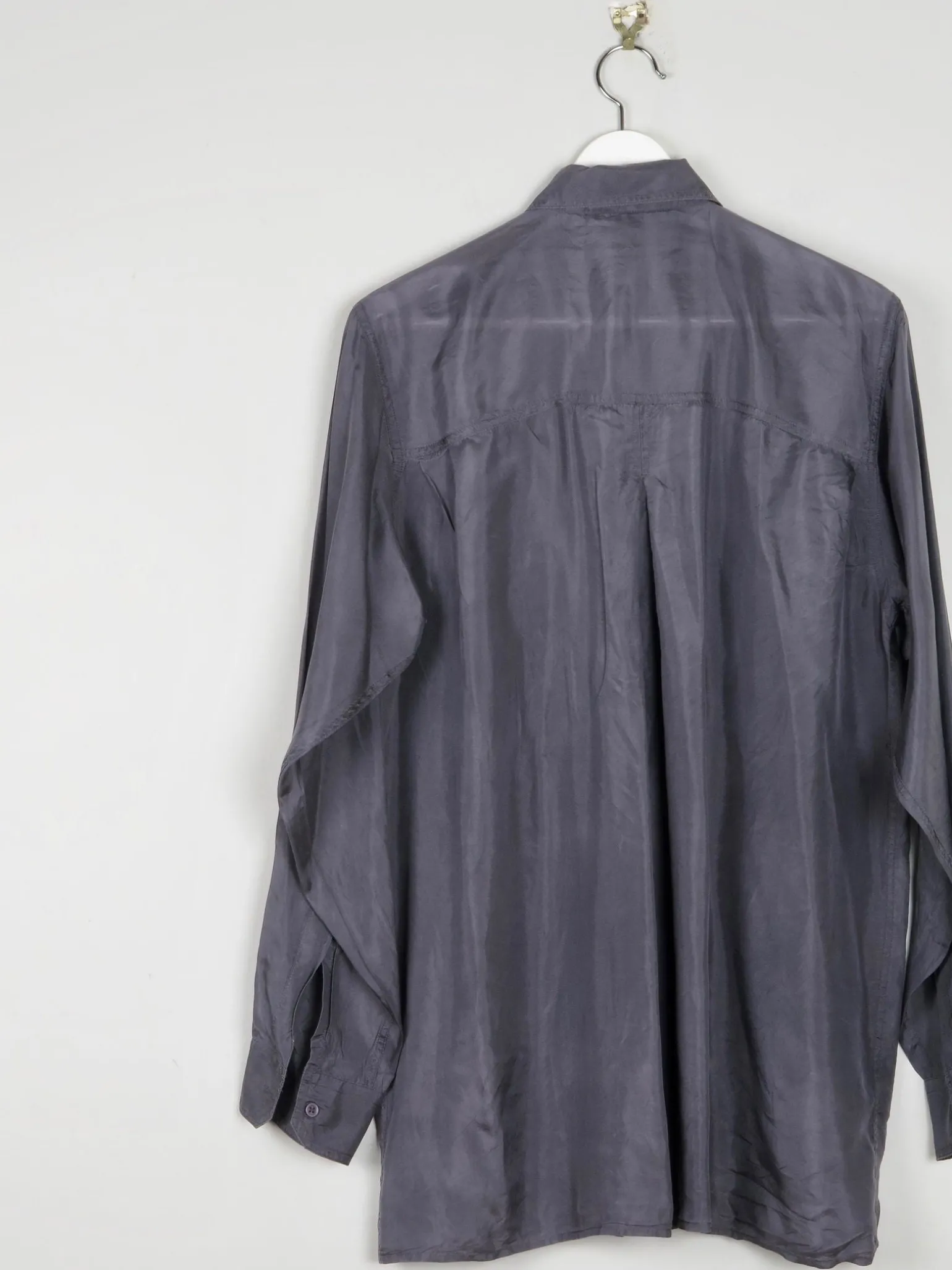 Men's Vintage Grey Silk Shirt S *slightly damaged *