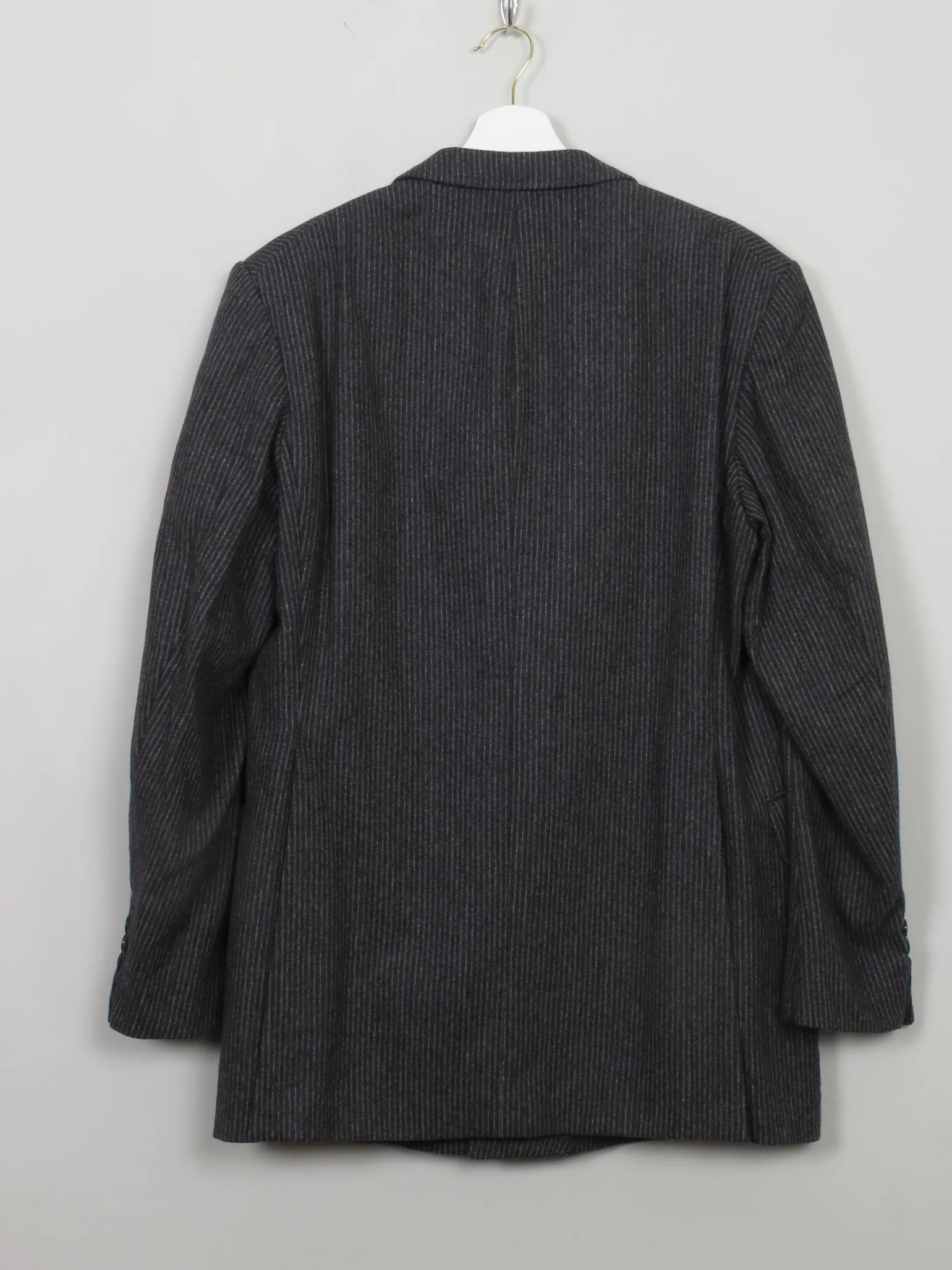 Men's Vintage Grey Striped 70s Wool Jacket 42"