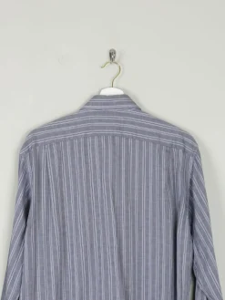 Men's Vintage Grey Striped Lacoste Shirt M