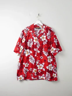 Men's Vintage Hawaiian Shirt Red XL