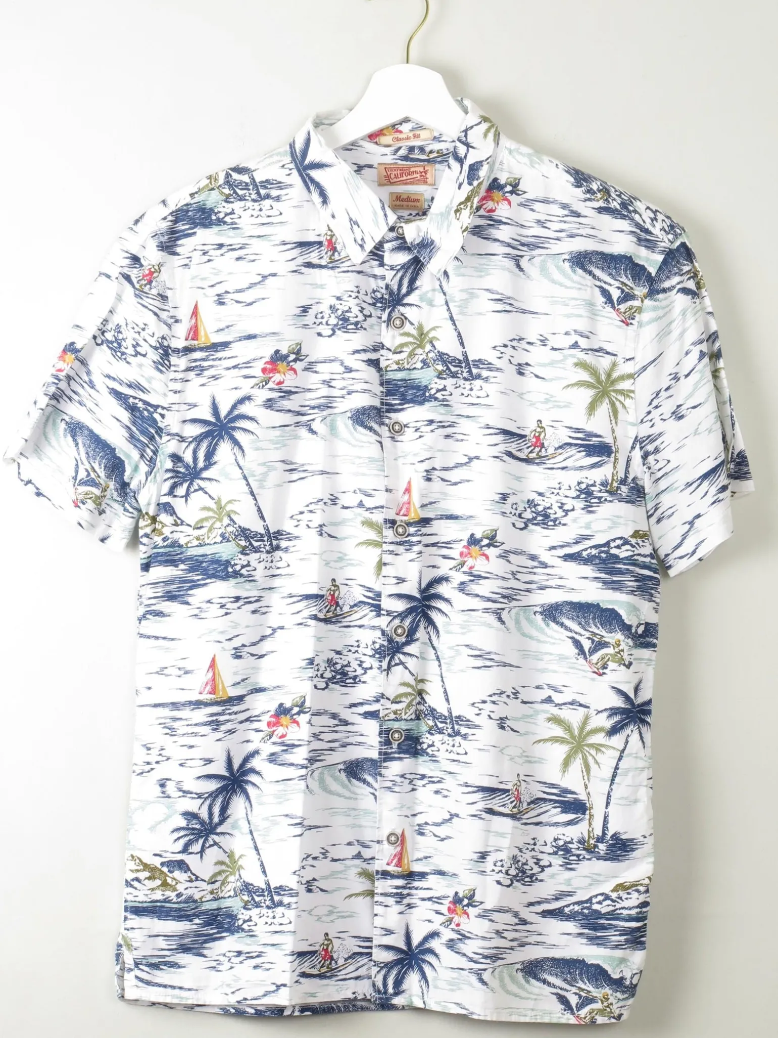 Men's Vintage Hawaiian Shirt Lucky Brand M