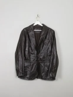 Men's Vintage Leather Dark Brown Jacket S