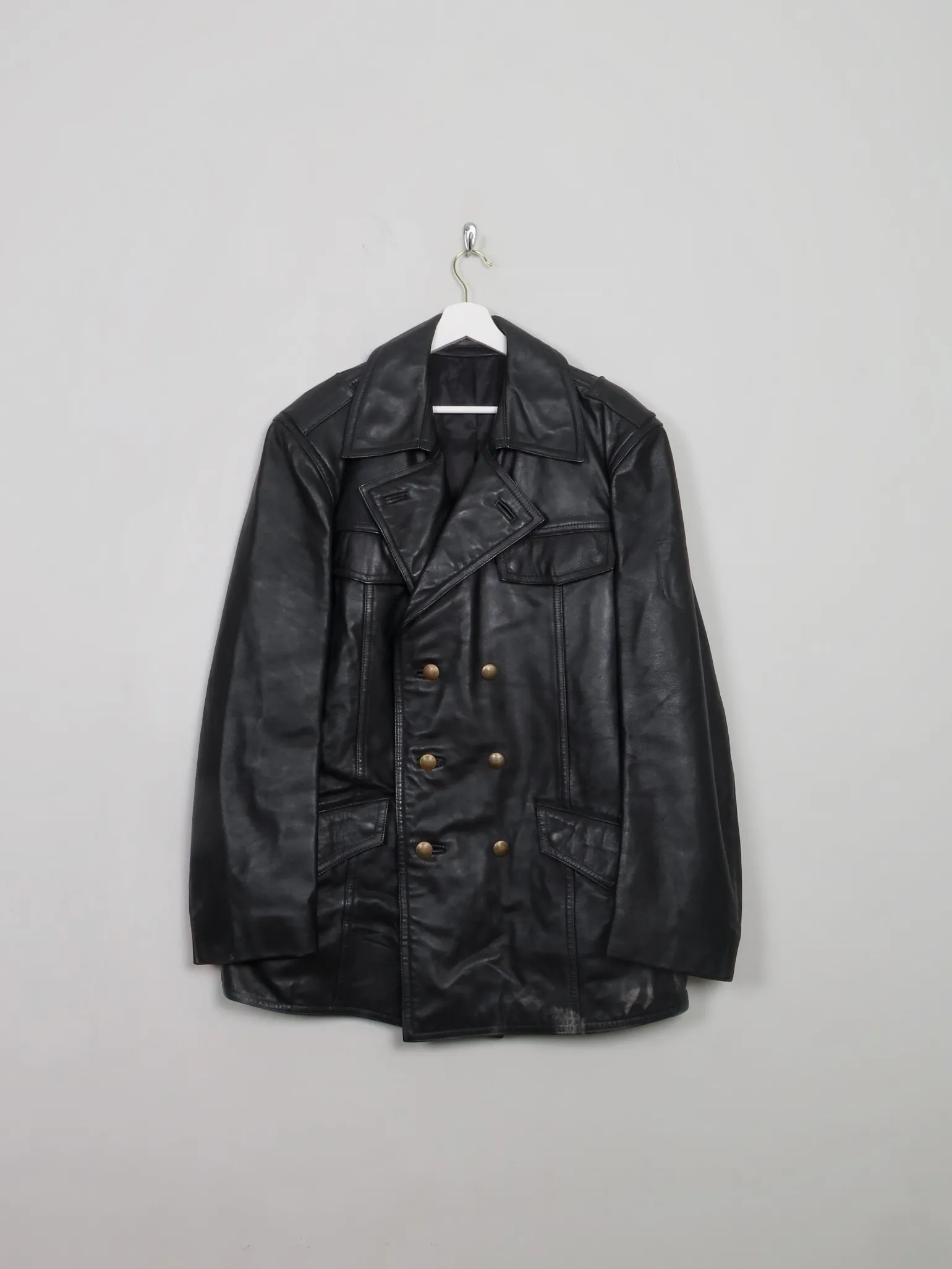 Men's Vintage Leather Police Jacket 44"/L