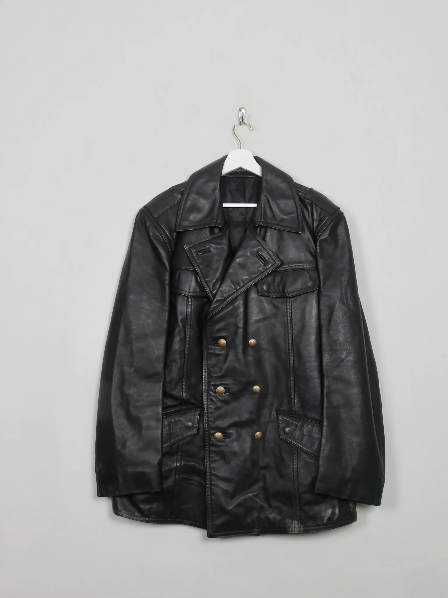 Men's Vintage Leather Police Jacket 44"/L