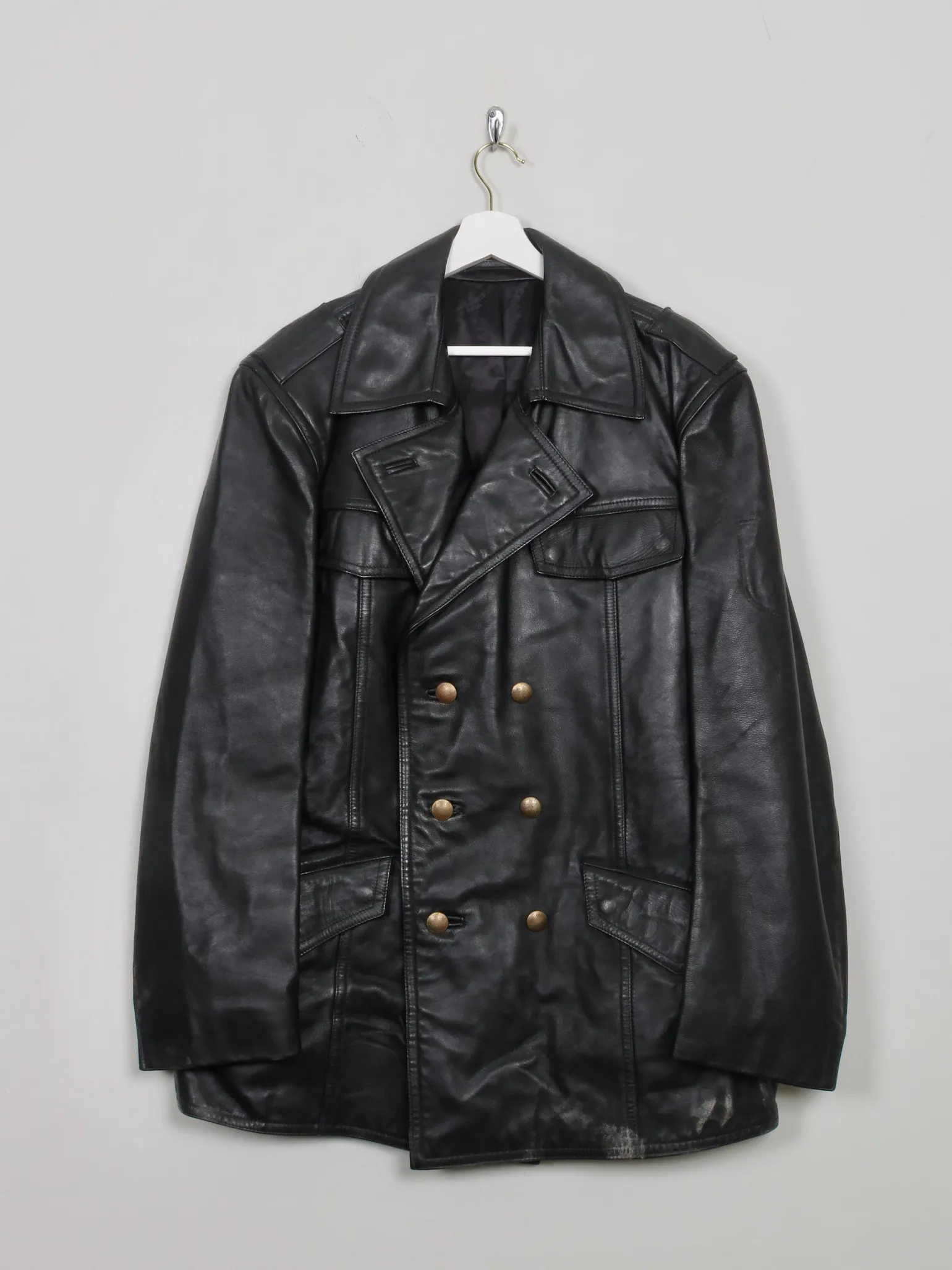 Men's Vintage Leather Police Jacket 44"/L