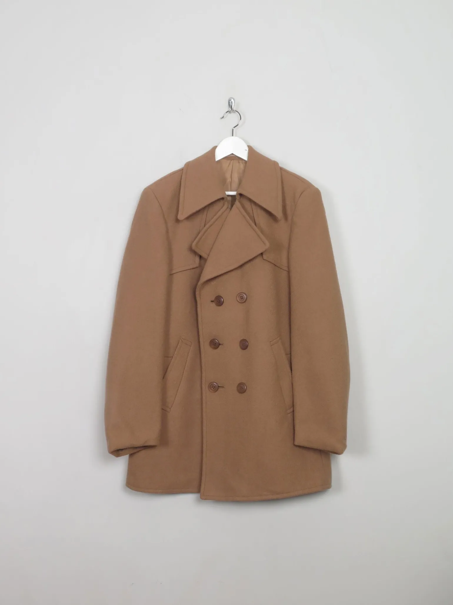 Men's Vintage Light Brown/Camel Short Wool Coat 42"