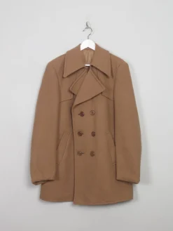 Men's Vintage Light Brown/Camel Short Wool Coat 42"