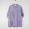Men's Vintage Lilac Silk Short Sleeve Shirt XL