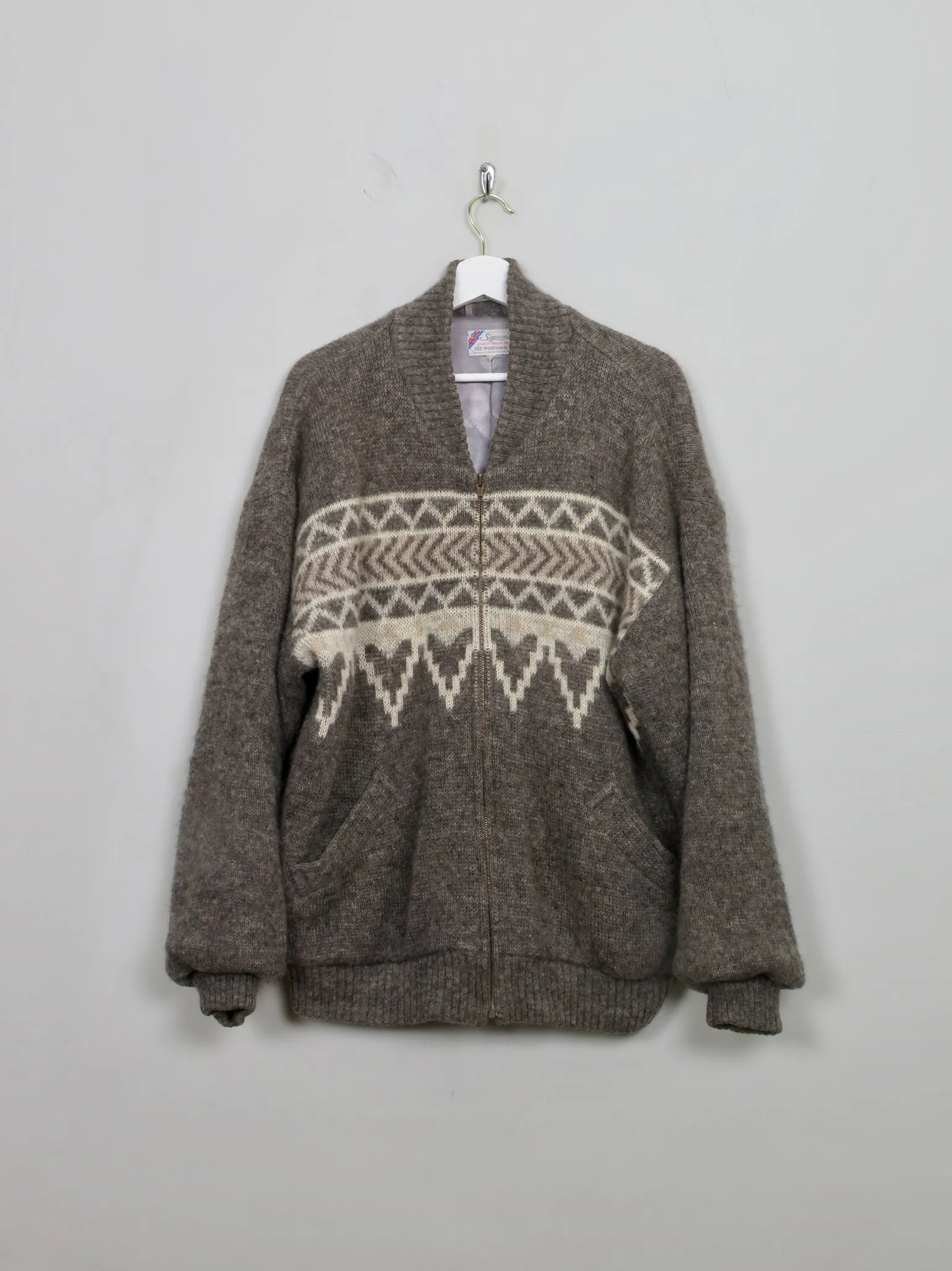 Men's Vintage Lined Heavy Cardigan Bomber Jacket L