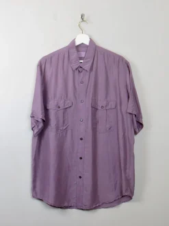 Men's Vintage Mauve Silk Shirt L