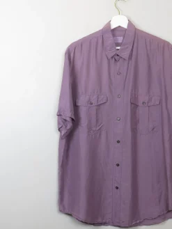 Men's Vintage Mauve Silk Shirt L