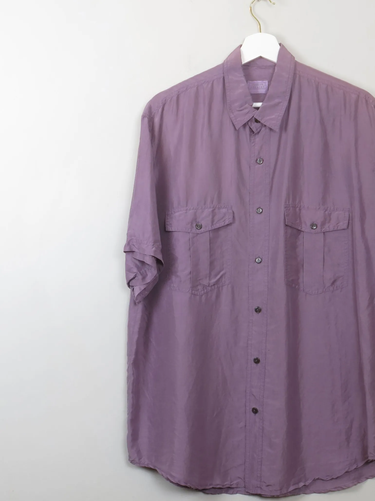 Men's Vintage Mauve Silk Shirt L