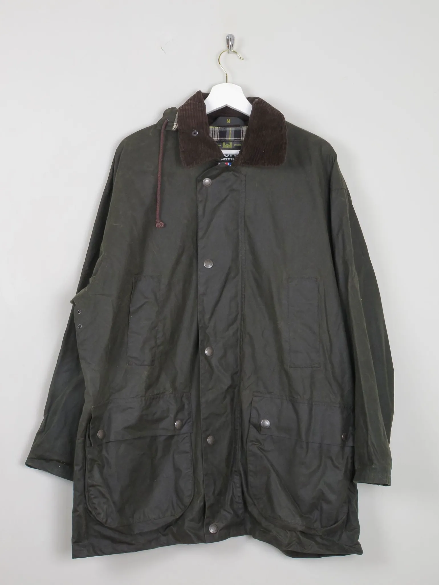 Men's Vintage Mc Orvis Wax Jacket With Hood Relaxed Fit M