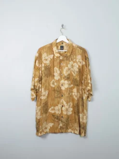 Men's Vintage Mustard Floral Hawaiian Style Shirt XL