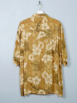 Men's Vintage Mustard Floral Hawaiian Style Shirt XL