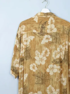 Men's Vintage Mustard Floral Hawaiian Style Shirt XL