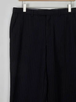 Men's Vintage Navy & White Pinstripe Wool Trousers 33