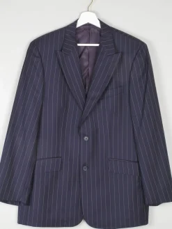 Men's Vintage Navy Pinstripe Tailored Vintage Jacket 42R"/L