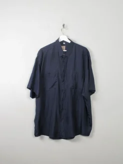 Men's Vintage Navy Silk Shirt XL