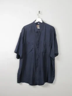 Men's Vintage Navy Silk Shirt XL