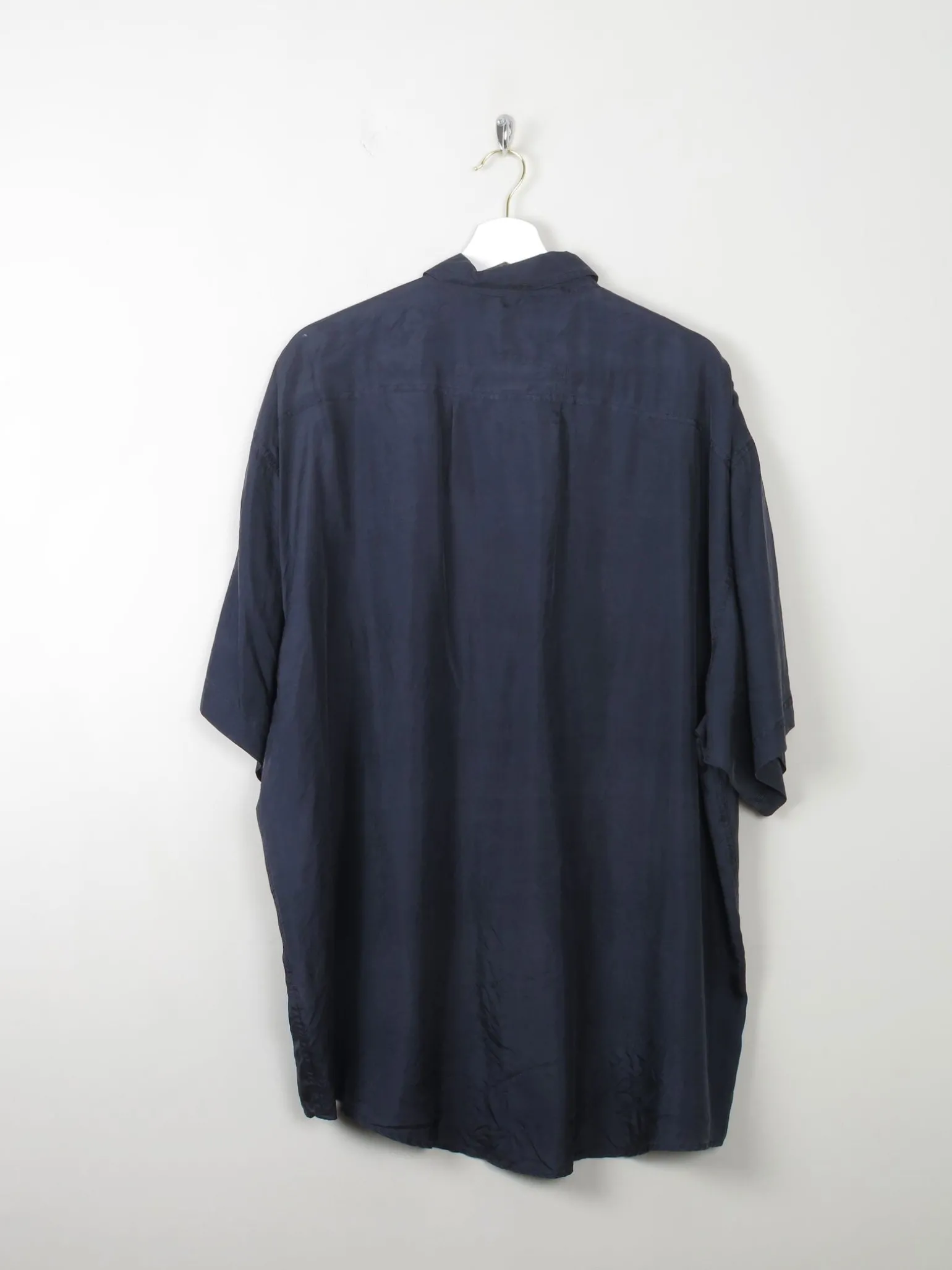Men's Vintage Navy Silk Shirt XL
