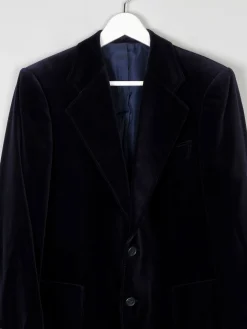 Men's Vintage Navy Tailored Velvet Jacket 40/42 M