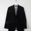 Men's Vintage Navy Velvet Jacket With Print 38/S