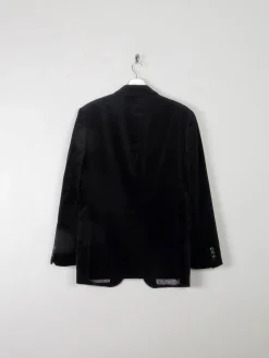 Men's Vintage Navy Velvet Jacket With Print 38/S