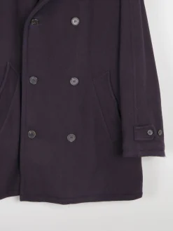 Men's Vintage Navy Wool 3/4 Double Breasted Vintage Coat L/XL
